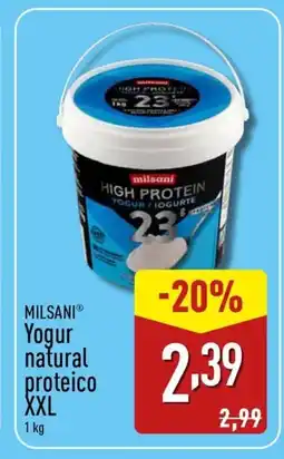 ALDI MILSANI Yogur natural proteico XXL oferta