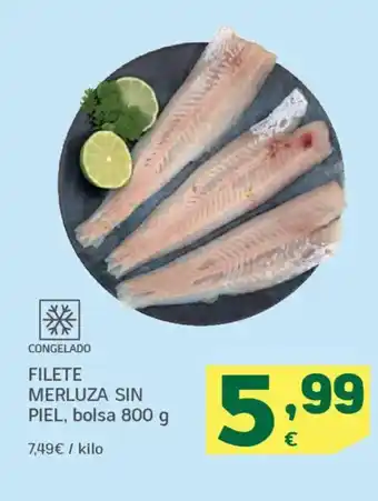 HiperDino Filete merluza sin piel oferta