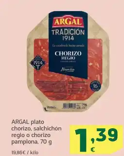 HiperDino ARGAL plato chorizo, salchichón regio o chorizo pamplona oferta