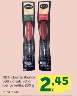 HiperDino NICO chorizo ibérico velita o salchichón ibérico velita oferta