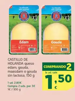 HiperDino CASTILLO DE HOLANDA queso edam, gouda, maasdam o gouda sin lactosa oferta