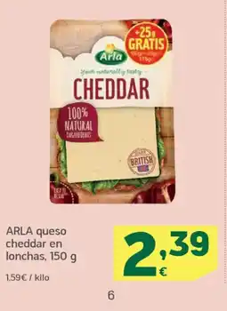 HiperDino ARLA queso cheddar en lonchas oferta