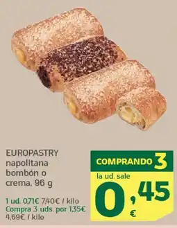 HiperDino EUROPASTRY napolitana bombón o crema oferta
