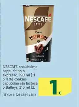 HiperDino NESCAFÉ shakissimo cappuchino o expresso, o latte cookies, capuccino sin lactosa o Baileys oferta