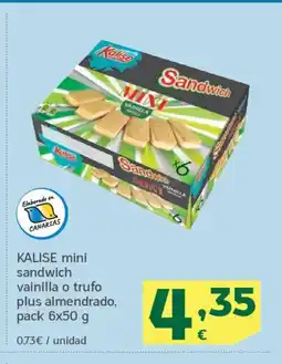 HiperDino KALISE mini sandwich vainilla o trufo plus almendrado oferta