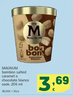 HiperDino MAGNUM bombón salted caramel o chocolate blanco cook oferta