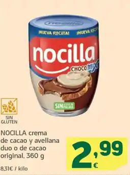HiperDino NOCILLA crema de cacao y avellana duo o de cacao original oferta