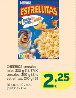 HiperDino CHEERIOS TRIX cereales miel, cereales, o estrellitas oferta