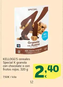 HiperDino KELLOGG'S cereales Special K granola con chocolate o con frutos rojos oferta