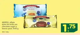 HiperDino MÁRDEL alfajor dulce de leche con chocolate negro o blanco oferta