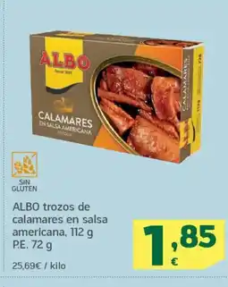 HiperDino ALBO trozos de calamares en salsa americana oferta