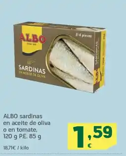 HiperDino ALBO sardinas en aceite de oliva o en tomate oferta
