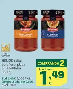 HiperDino HELIOS salsa boloñesa, pizza o napolitana oferta