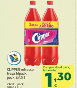 HiperDino CLIPPER refresco fresa bipack oferta