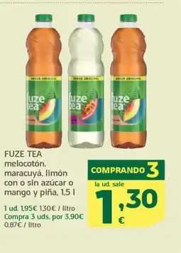 HiperDino FUZE TEA melocotón, maracuyá, limón con o sin azúcar o mango y piña oferta