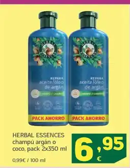 HiperDino HERBAL ESSENCES champú argán o coco oferta