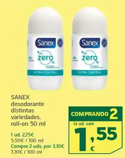 HiperDino SANEX desodorante distintas variedades roll-on oferta