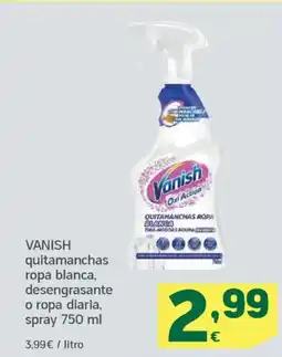 HiperDino VANISH quitamanchas ropa blanca, desengrasante o ropa diaria, spray oferta