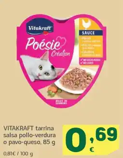 HiperDino VITAKRAFT tarrina salsa pollo-verdura o pavo-queso oferta