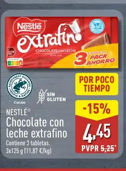 ALDI NESTLÉ Chocolate con leche extrafino oferta