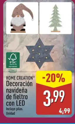 ALDI HOME CREATION Decoración navideña de fieltro con LED oferta