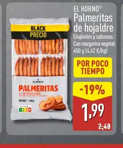 ALDI EL HORNO Palmeritas de hojaldre oferta