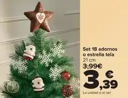 Carrefour Set 18 adornos o estrella tela oferta