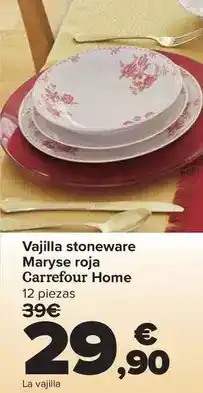 Carrefour Carrefour home - vajilla stoneware maryse roja oferta
