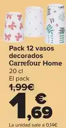 Carrefour Carrefour home - pack 12 vasos decorados oferta