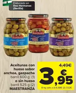 Carrefour Maestranza - aceitunas con hueso sabor anchoa oferta