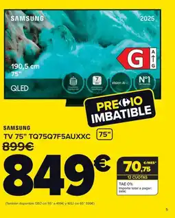 Carrefour SAMSUNG TV 75” TQ75Q7F5AUXXC 899€ oferta