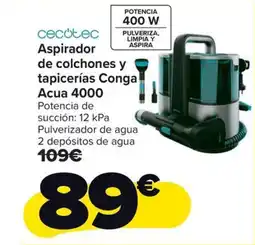 Carrefour CECOTEC Aspirador de colchones y tapicerías Conga Acua 4000 oferta