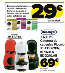 Carrefour KRUPS Cafetera de cápsulas Piccolo XS EDG210R, KP1A31 o EDG210.AB oferta