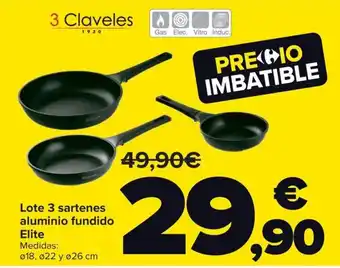 Carrefour Lote 3 sartenes aluminio fundido Elite oferta