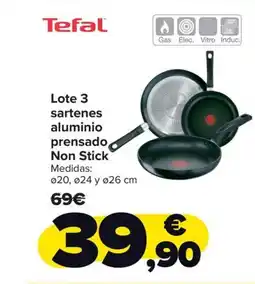 Carrefour TEFAL Lote 3 sartenes aluminio prensado Non Stick oferta