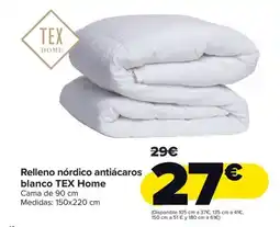 Carrefour TEX Home Relleno nórdico antiácaros blanco oferta