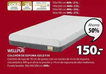 JYSK Wellpur Colchón De Espuma Gold F30 oferta