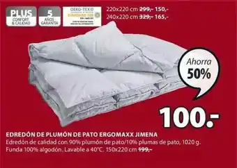 JYSK Edredón De Plumón De Pato Ergomaxx Jimena oferta
