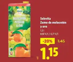 Lidl Solevita - zumo de melocotón y uva oferta