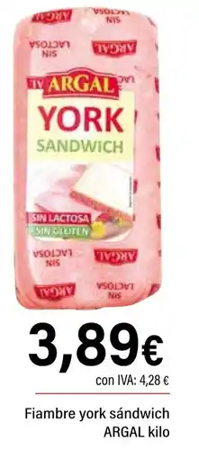 Cash Ifa ARGAL Fiambre york sándwich oferta