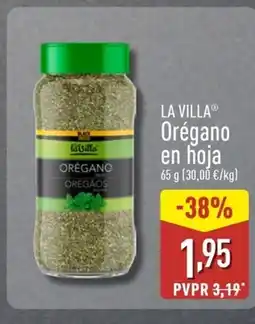 ALDI LA VILLA Orégano en hoja oferta