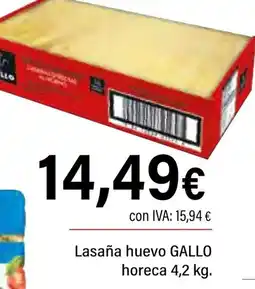 Cash Ifa GALLO Lasaña huevo horeca oferta