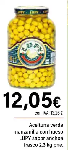 Cash Ifa LUPY Aceituna verde manzanilla con hueso sabor anchoa frasco oferta