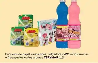 Terymar - pañuelos de papel varios tipos/ colgadores wc varios aromas o fregasuelos varios aromas