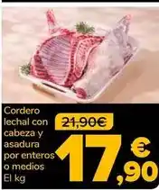 Supeco Cordero lechal con cabeza y asadura por enteros o medios oferta