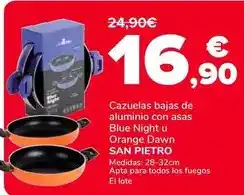 Supeco San pietro - cazuelas bajas de aluminio con asas blue night u orange dawn oferta