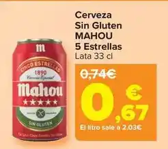 Carrefour Mahou - cerveza sin gluten 5 estrellas oferta
