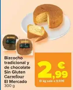 Carrefour el mercado - bizcocho tradicional y de chocolate sin gluten