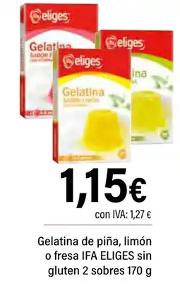 Cash Ifa IFA ELIGES Gelatina de piña, limón o fresa sin gluten 2 sobres oferta