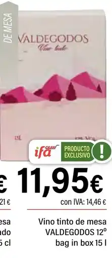 Cash Ifa VALDEGODOS Vino tinto de mesa 12° bag in box oferta